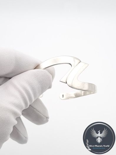 Modernist Sterling Silver Bangle, Full British Hallmarks