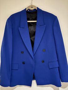 ZARA Cobalt Blue Double-Breasted Blazer Tailored Size EU 48 Mens