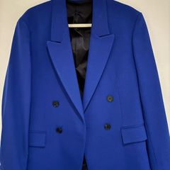 ZARA Cobalt Blue Double-Breasted Blazer Tailored Size EU 48 Mens