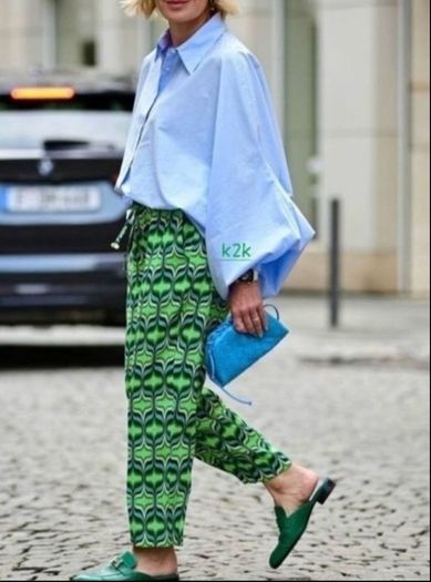 Fab Zara Bloggers Insta Famous Green Printed Co Ord Set Shirt and Wide Leg Trousers