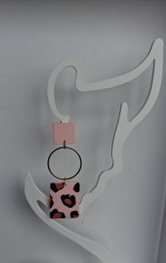 Pastel Pink Leopard Print Geometric Earrings