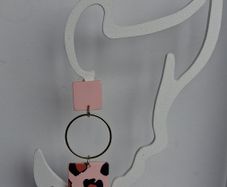 Pastel Pink Leopard Print Geometric Earrings
