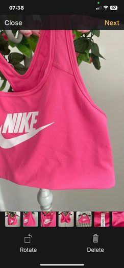 nike cropped top/bra large pink with Nike logo