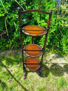 vintage mahogany folding cake /plant stand,