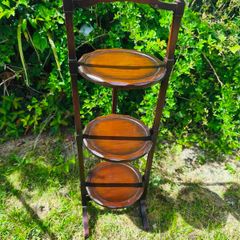 vintage mahogany folding cake /plant stand,