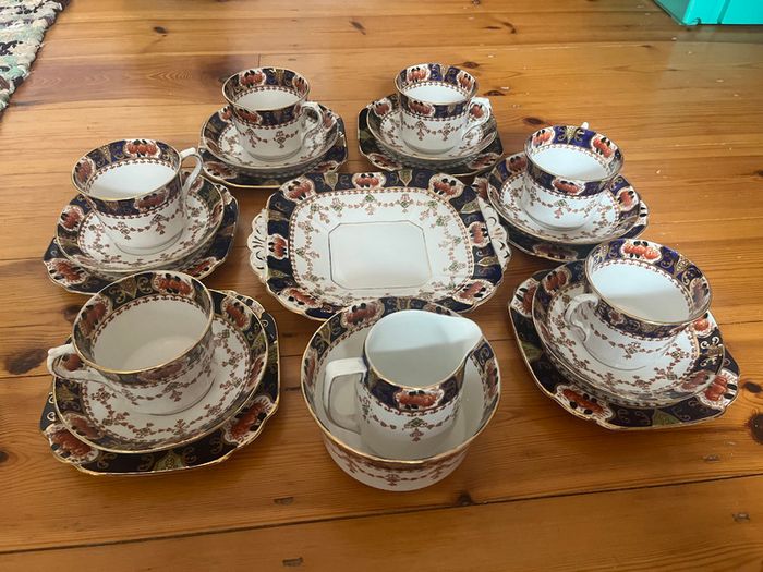 Rare 1930s Art Deco Melba Bone China 21-Piece Tea Set - Imari Pattern 3312