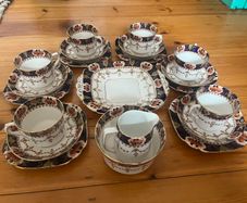 Rare 1930s Art Deco Melba Bone China 21-Piece Tea Set - Imari Pattern 3312