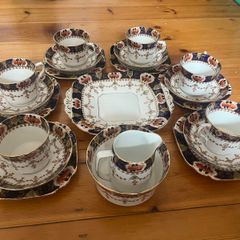 Rare 1930s Art Deco Melba Bone China 21-Piece Tea Set - Imari Pattern 3312