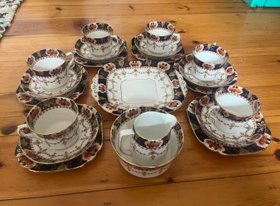 Rare 1930s Art Deco Melba Bone China 21-Piece Tea Set - Imari Pattern 3312