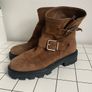 Jimmy Choo Youth II 2 Buckled Brown Suede Biker Boots Motorcycle UK3 Image 5