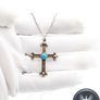 925 Silver Turquoise Accent Cross Necklace Image 7