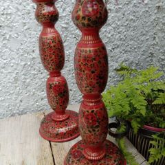 Pair lacquer work candle holders ?