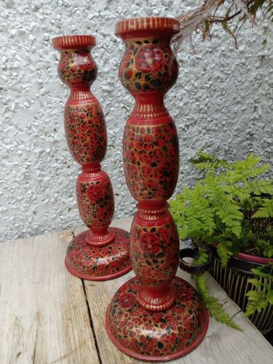 Pair lacquer work candle holders ?