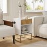 Bedside Table with Drawer and Large Shelf, 15.7 Wide Nightstand, Modern Bedside Cabinet Table for Bedroom, Living Room, Office White Image 7