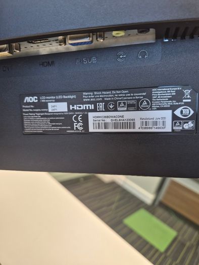 AOC 24E1Q 23.8 inch FHD monitor 2025 FREE 8K DisplayPort Chromeline cable