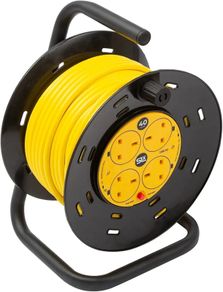 Outdoor Extension Lead, 40m, 4 Socket Extension Reel, Heavy Duty Extension Cable, Thermal Cut Out, Extension Lead for Garden Lawn Mower Office, 13A Fused UK Plug