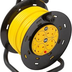 Outdoor Extension Lead, 40m, 4 Socket Extension Reel, Heavy Duty Extension Cable, Thermal Cut Out, Extension Lead for Garden Lawn Mower Office, 13A Fused UK Plug