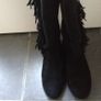 Beautiful Black Fringed Knee High Boots (Size 4) Image 3