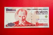 Turkey  10  Million  Lira  1999. Pick  214   ( Uncirculated )