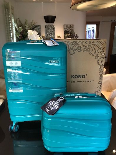 Kono Luggage Suitcase Cabin Rigid Polypropylene Travel Suitcase with 4 Wheels and TSA Lock 2094, Green, Luggage Set