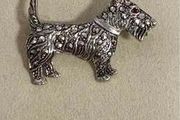 Solid Silver Scottie Brooch