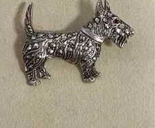 Solid Silver Scottie Brooch