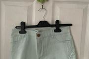 Mint blue denim shorts