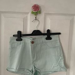 Mint blue denim shorts