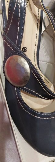 S Oliver Grey Patent Quirky Sling back Shoes