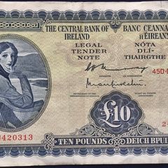 Irish Lady Lavery 10 Pound Banknote 1976