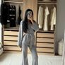 H&M viral grey knit trousers and belted cardigan set. Size S, New with tags Image 4