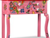 Console Table Solid Mango Wood Pink Hand Painted