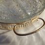 Vintage 70s Crystal divided dish 3 sections-Daisy and Button Pattern - in Silver Plated Stand. Image 3