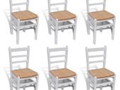 Dining Chairs 6 pcs White Pinewood and Rush