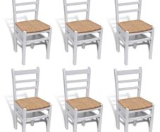 Dining Chairs 6 pcs White Pinewood and Rush