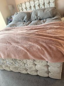 silver crushed velvet diamond double bed