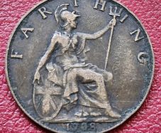 1908 EDWARD VII (1901/10) Farthing coin
