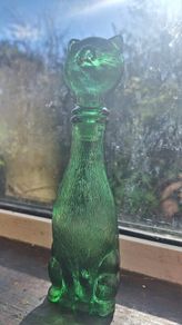 Empoli Green Glass Cat Decanter