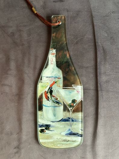 Glass Wine Bottle Trivet/ Cheese Board