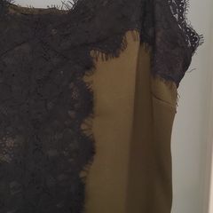 Stradivarius green and black lace slip dress Sz S (Fit 8-10UK)