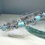 Silver bracelet Larimar & Neon Apatite Cluster Bracelet Image 5