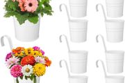 10Pack Metal Iron Hanging Flower Pots,Vase Hanging Balcony Garden Planter Holders With Detachable Handle and Drainage Hole, Outdoor Flower Pot For Fence Deck Balcony Garden Clay Home Decor (FREE POSTAGE)