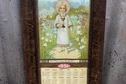 Antique Irish Catholic framed calendar under glass  c1932