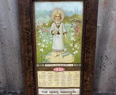 Antique Irish Catholic framed calendar under glass  c1932