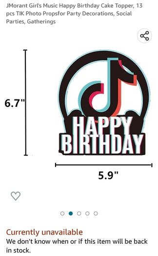 Birthday cake toppers - TIK TOK