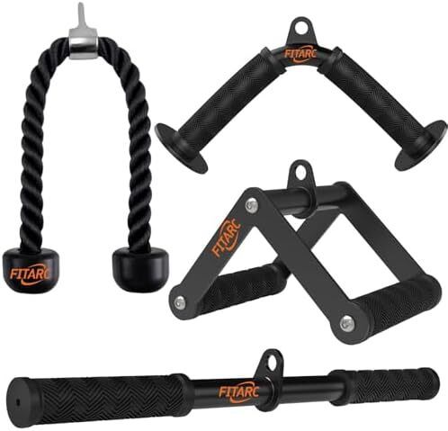 Cable Machine Attachment Set, Lat Pulldown Attachments for Home Gym Equipment, Tricep Pull Down Attachment for Home Gym Accessories, Lat Pull Down Bar and Tricep Rope Cable Attachment