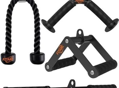 Cable Machine Attachment Set, Lat Pulldown Attachments for Home Gym Equipment, Tricep Pull Down Attachment for Home Gym Accessories, Lat Pull Down Bar and Tricep Rope Cable Attachment