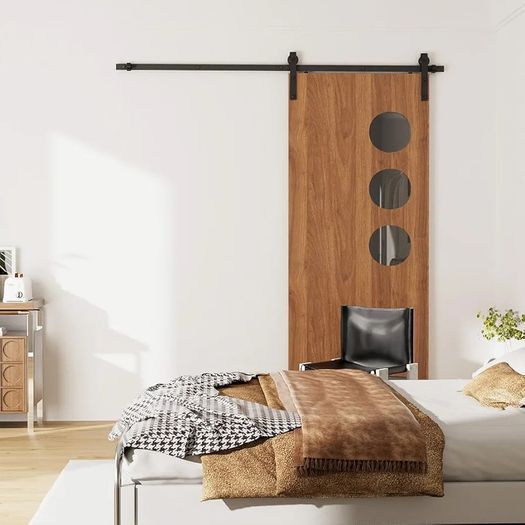 183CM/6FT Sliding Door Track Barn Door Hardware Kit Closet Rail Roller Accessory Adjustable Floor Guide