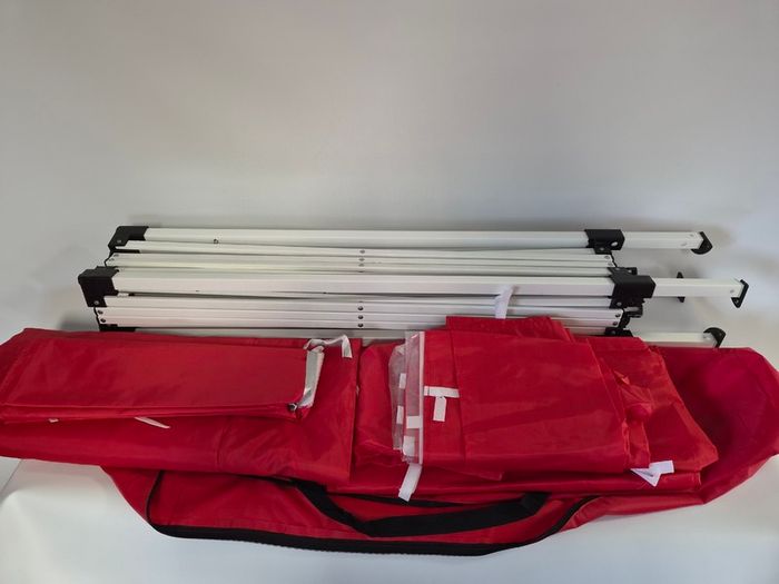 3M x 3M Popup gazebo Red, 4 Walls, 1 Person Assembley