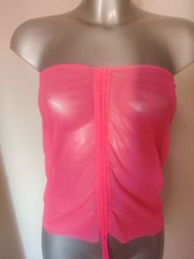 Neon pink tube transparent top size M UK10/12 EU38/40 Free post